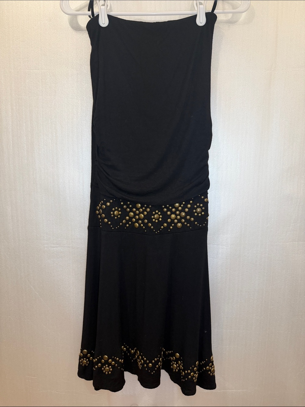 Sweetees Black Strapless Dress with Gold Stud Accents